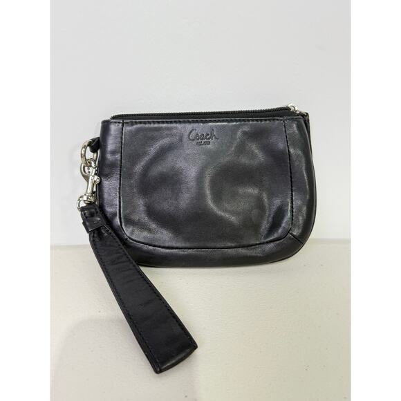 COACH  Wristlet Purse Black Tone Leather - Picture 1 of 8